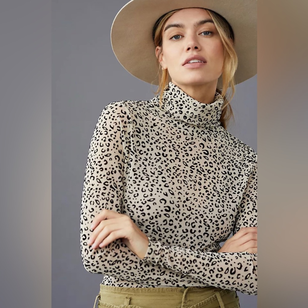 Anthropologie FATE brand leopard mesh top